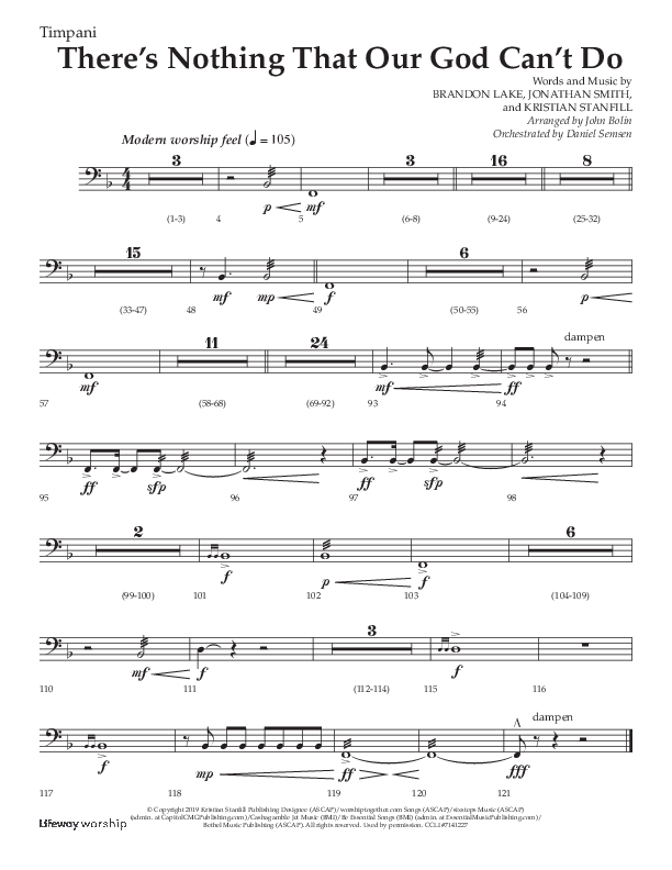 There's Nothing That Our God Can't Do (Choral Anthem SATB) Timpani (Lifeway Choral / Arr. John Bolin / Orch. Daniel Semsen)