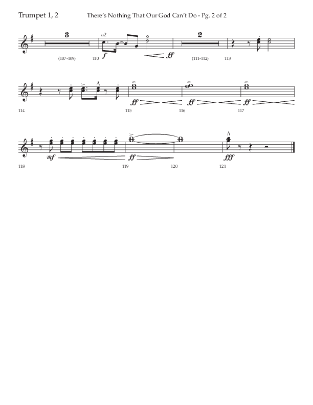 There's Nothing That Our God Can't Do (Choral Anthem SATB) Trumpet 1,2 (Lifeway Choral / Arr. John Bolin / Orch. Daniel Semsen)