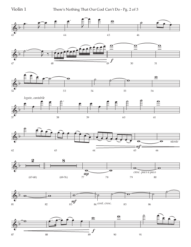 There's Nothing That Our God Can't Do (Choral Anthem SATB) Violin 1 (Lifeway Choral / Arr. John Bolin / Orch. Daniel Semsen)