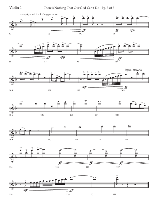 There's Nothing That Our God Can't Do (Choral Anthem SATB) Violin 1 (Lifeway Choral / Arr. John Bolin / Orch. Daniel Semsen)