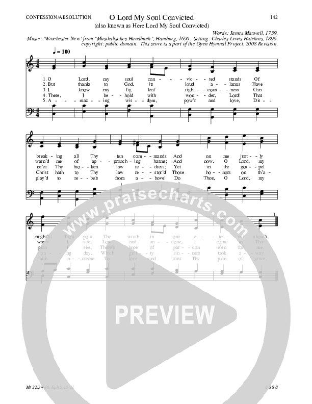 O Lord My Soul Convicted Hymn Sheet (SATB) (Traditional Hymn)