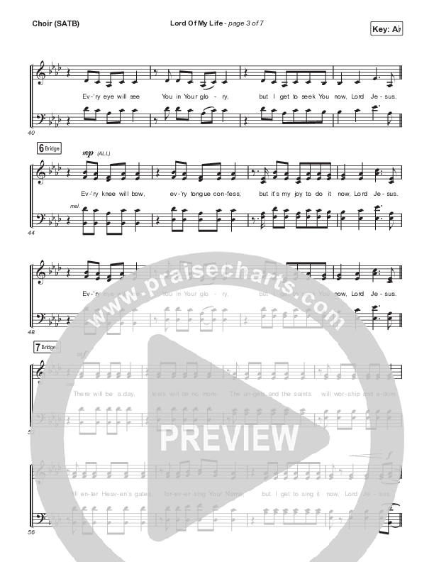 Lord Of My Life (Live) Choir Sheet (SATB) (The Belonging Co)