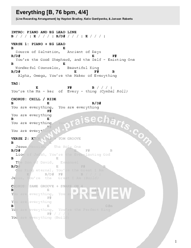 Everything (Live) Chord Chart (Bridge Music)
