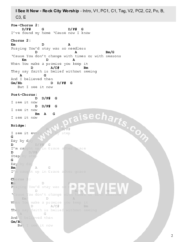 I See It Now Chord Chart (Rock City Worship)