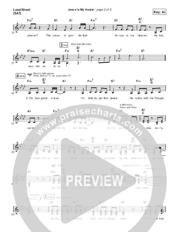 Jesus Is My Healer (Live) Lead Sheet (SAT) (Gateway Worship / Jessie Harris)