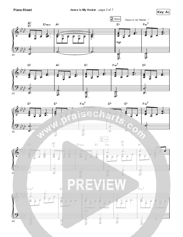 Jesus Is My Healer (Live) Piano Sheet (Gateway Worship / Jessie Harris)