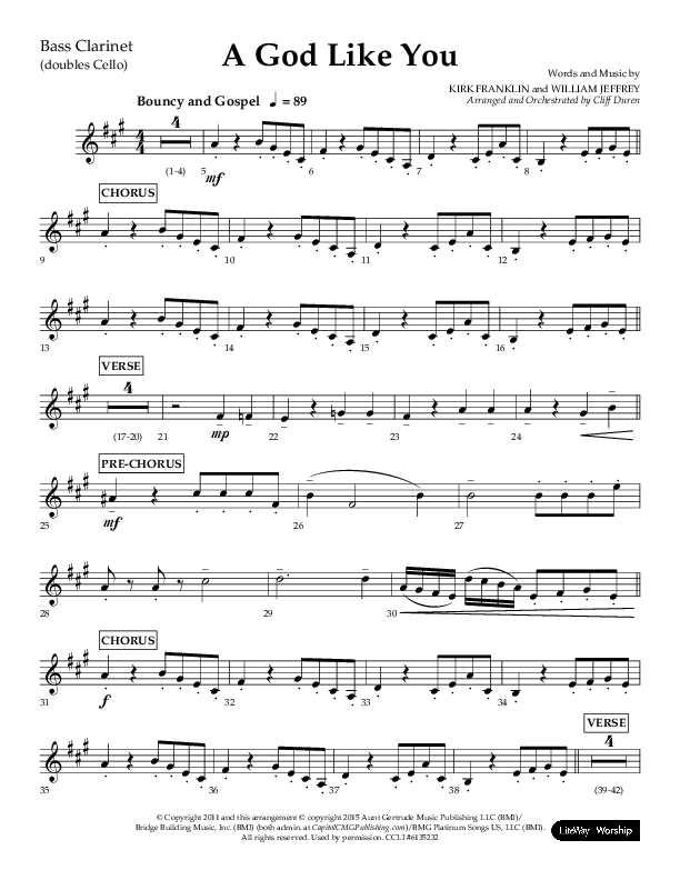 A God Like You (Choral Anthem SATB) Bass Clarinet (Lifeway Choral / Arr. Cliff Duren)