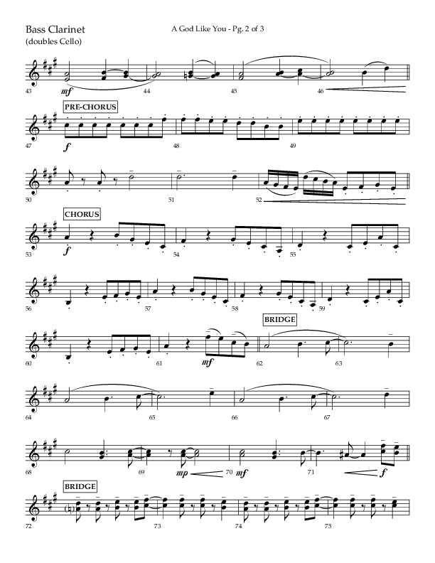 A God Like You (Choral Anthem SATB) Bass Clarinet (Lifeway Choral / Arr. Cliff Duren)