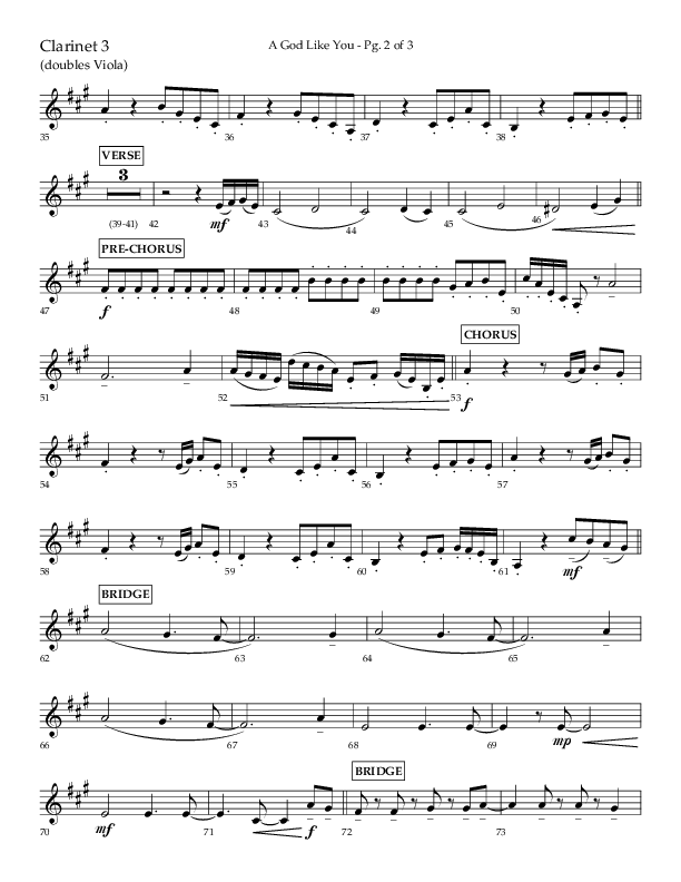 A God Like You (Choral Anthem SATB) Clarinet 3 (Lifeway Choral / Arr. Cliff Duren)