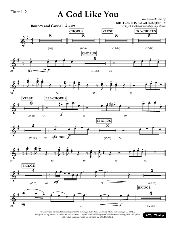 A God Like You (Choral Anthem SATB) Flute 1/2 (Lifeway Choral / Arr. Cliff Duren)