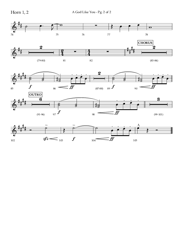 A God Like You (Choral Anthem SATB) French Horn 1/2 (Lifeway Choral / Arr. Cliff Duren)