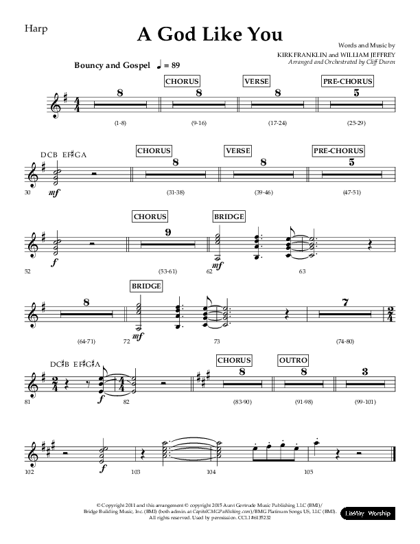 A God Like You (Choral Anthem SATB) Harp (Lifeway Choral / Arr. Cliff Duren)