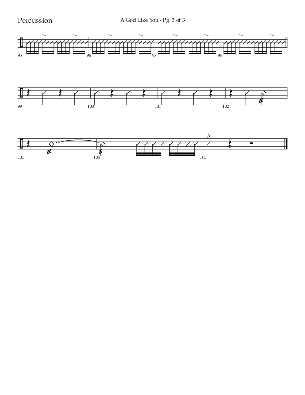 A God Like You (Choral Anthem SATB) Percussion (Lifeway Choral / Arr. Cliff Duren)