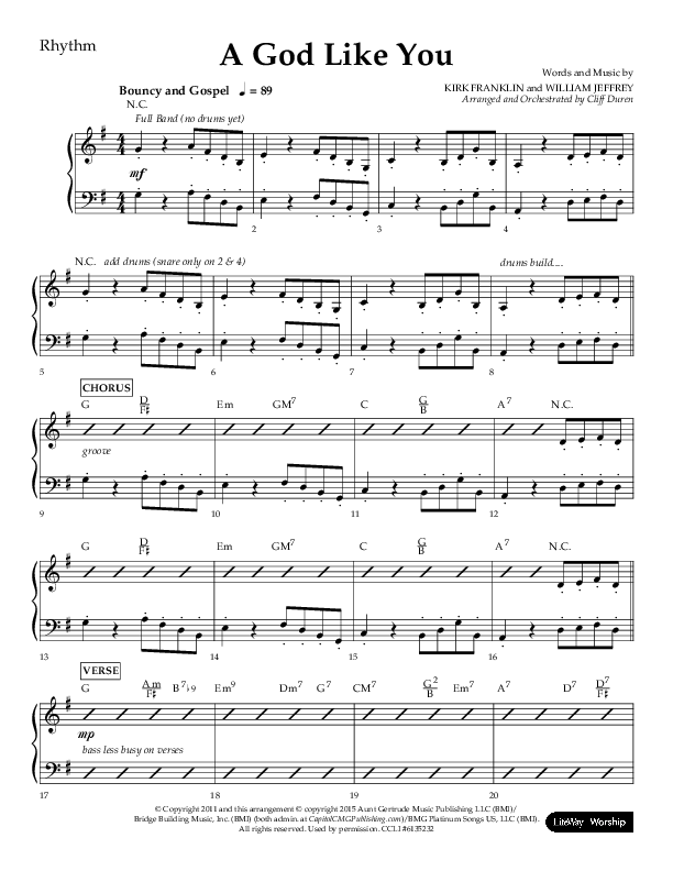 A God Like You (Choral Anthem SATB) Lead Melody & Rhythm (Lifeway Choral / Arr. Cliff Duren)