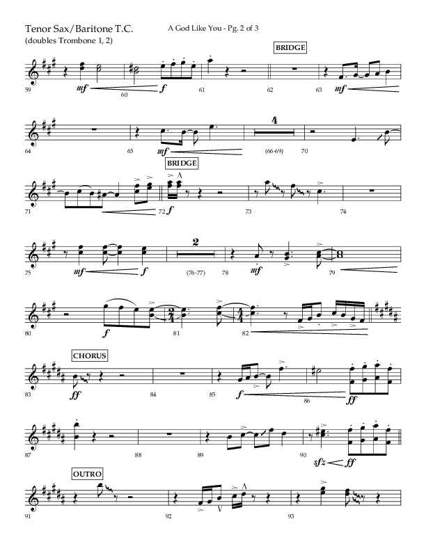 A God Like You (Choral Anthem SATB) Tenor Sax/Baritone T.C. (Lifeway Choral / Arr. Cliff Duren)