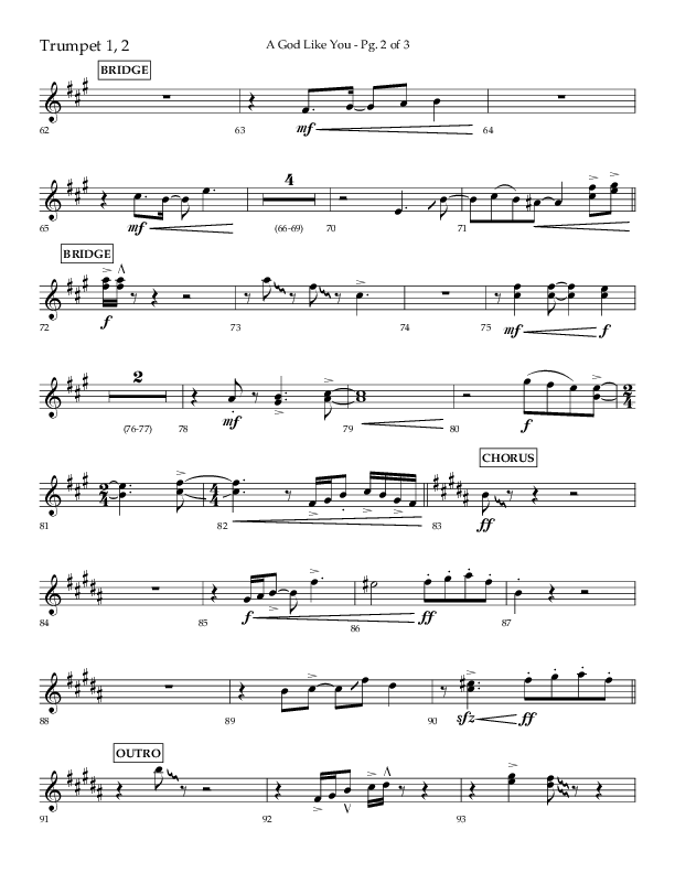 A God Like You (Choral Anthem SATB) Trumpet 1,2 (Lifeway Choral / Arr. Cliff Duren)