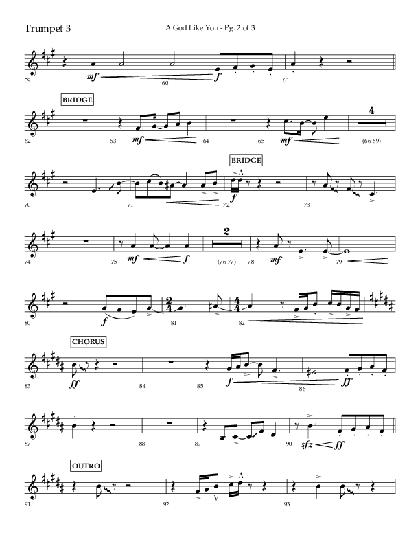 A God Like You (Choral Anthem SATB) Trumpet 3 (Lifeway Choral / Arr. Cliff Duren)