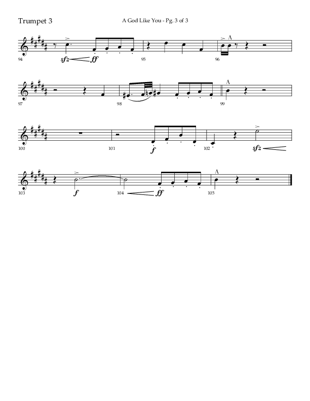 A God Like You (Choral Anthem SATB) Trumpet 3 (Lifeway Choral / Arr. Cliff Duren)