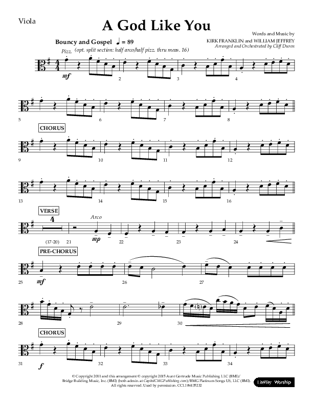 A God Like You (Choral Anthem SATB) Viola (Lifeway Choral / Arr. Cliff Duren)