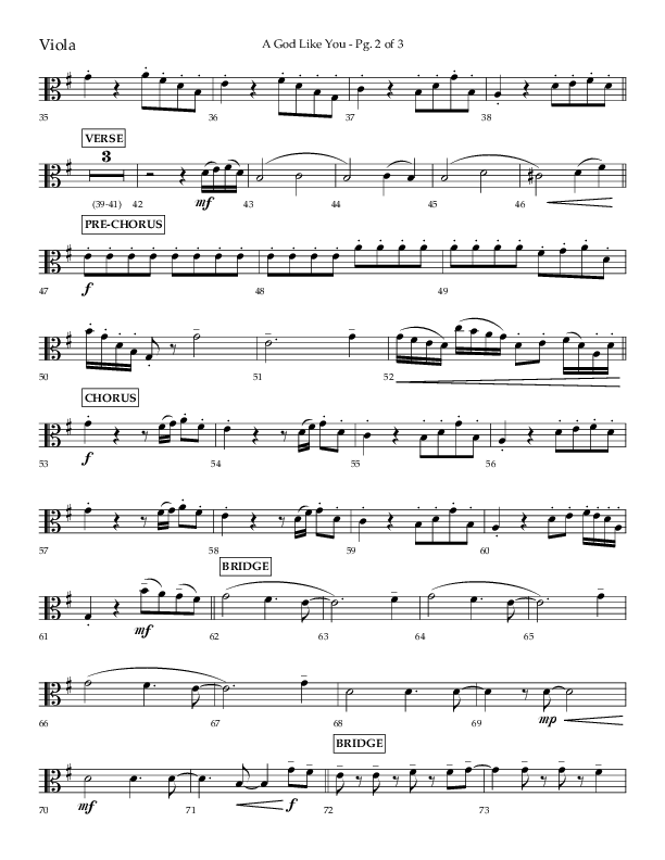 A God Like You (Choral Anthem SATB) Viola (Lifeway Choral / Arr. Cliff Duren)