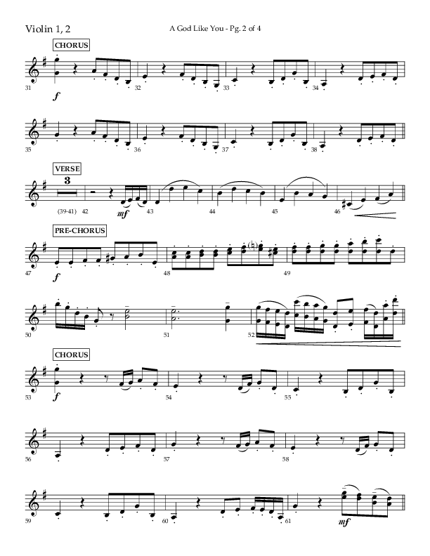 A God Like You (Choral Anthem SATB) Violin 1/2 (Lifeway Choral / Arr. Cliff Duren)