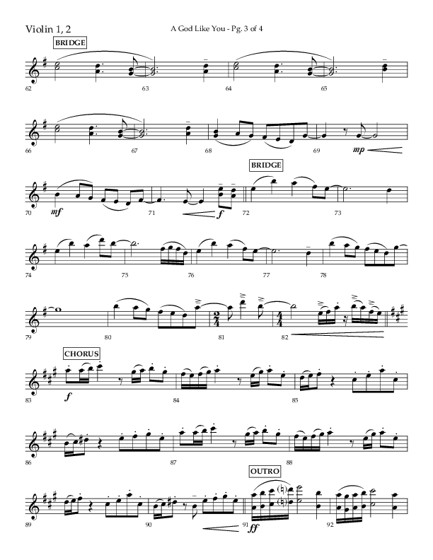 A God Like You (Choral Anthem SATB) Violin 1/2 (Lifeway Choral / Arr. Cliff Duren)