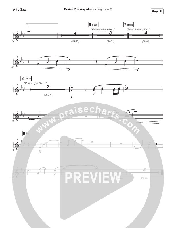 Praise You Anywhere (Choral Anthem SATB) Alto Sax (Brandon Lake / Arr. Mason Brown)