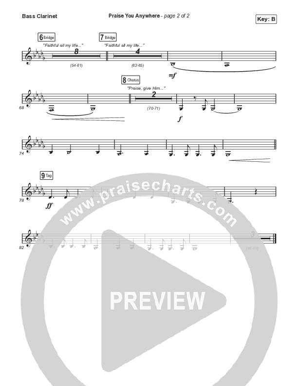 Praise You Anywhere (Choral Anthem SATB) Bass Clarinet (Brandon Lake / Arr. Mason Brown)