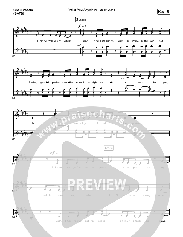Praise You Anywhere (Choral Anthem SATB) Choir Sheet (SATB) (Brandon Lake / Arr. Mason Brown)