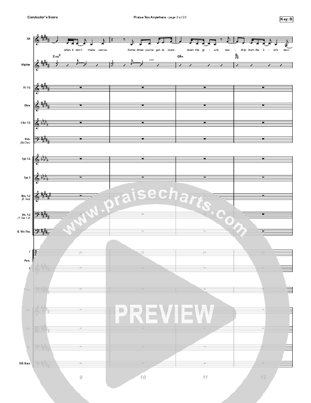 Praise You Anywhere (Choral Anthem SATB) Conductor's Score (Brandon Lake / Arr. Mason Brown)