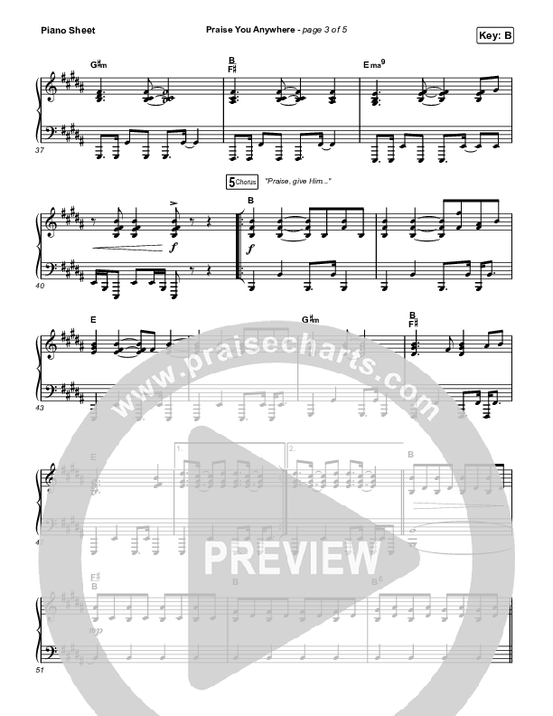 Praise You Anywhere (Choral Anthem SATB) Piano Sheet (Brandon Lake / Arr. Mason Brown)