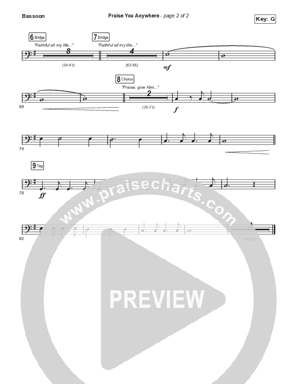 Praise You Anywhere (Worship Choir/SAB) Bassoon (Brandon Lake / Arr. Mason Brown)