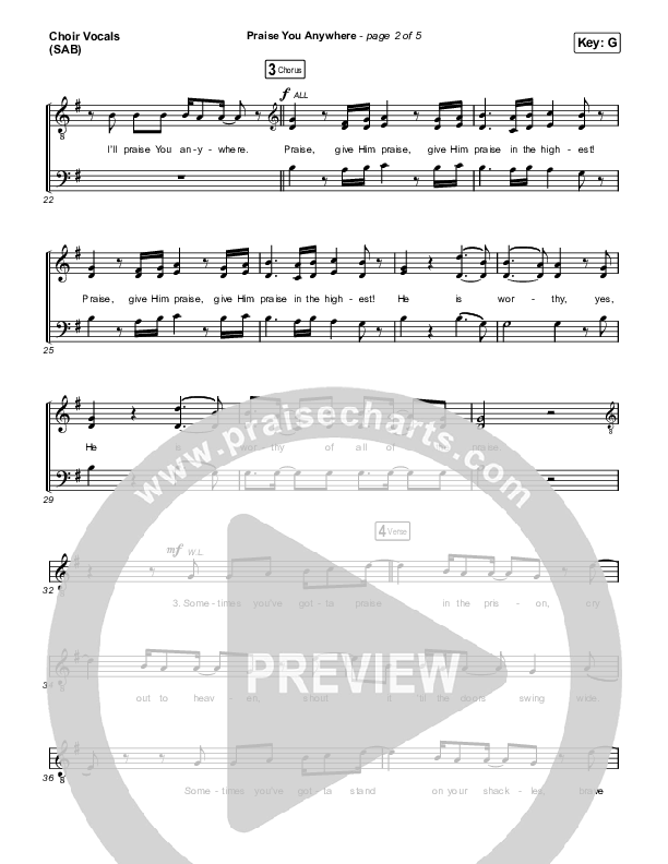 Praise You Anywhere (Worship Choir/SAB) Choir Sheet (SAB) (Brandon Lake / Arr. Mason Brown)