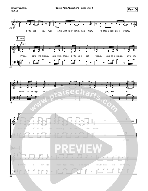 Praise You Anywhere (Worship Choir/SAB) Choir Sheet (SAB) (Brandon Lake / Arr. Mason Brown)