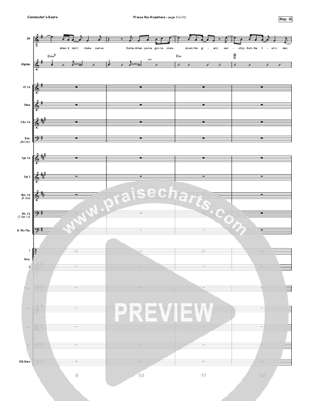 Praise You Anywhere (Worship Choir/SAB) Conductor's Score (Brandon Lake / Arr. Mason Brown)