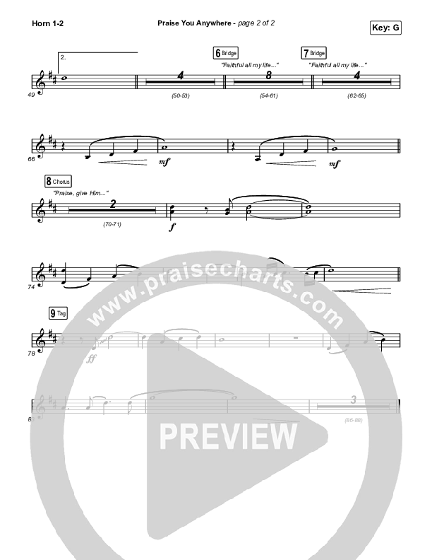 Praise You Anywhere (Worship Choir/SAB) French Horn 1/2 (Brandon Lake / Arr. Mason Brown)
