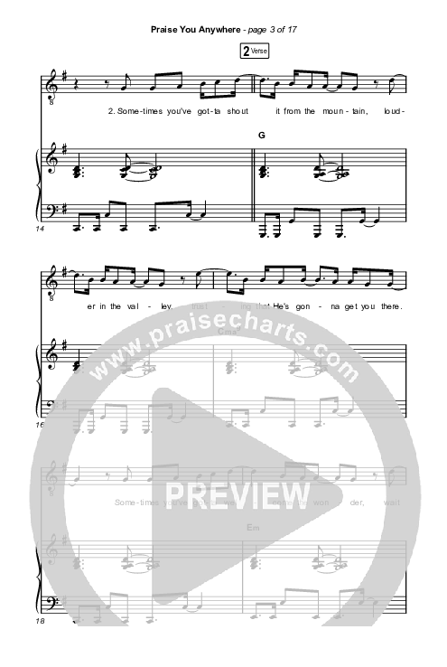 Praise You Anywhere (Worship Choir/SAB) Octavo (SAB & Pno) (Brandon Lake / Arr. Mason Brown)