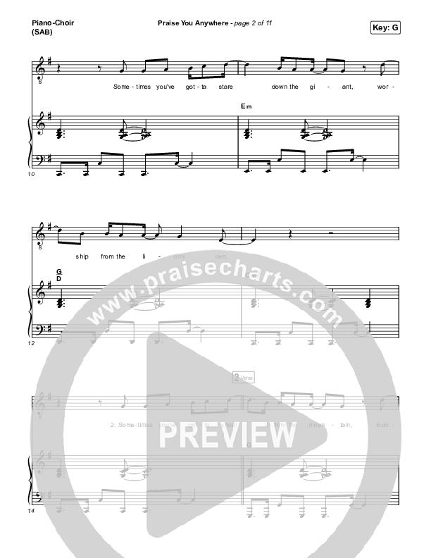 Praise You Anywhere (Worship Choir/SAB) Piano/Choir (SAB) (Brandon Lake / Arr. Mason Brown)