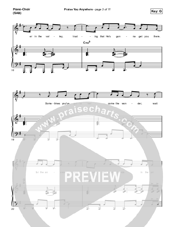 Praise You Anywhere (Worship Choir/SAB) Piano/Choir (SAB) (Brandon Lake / Arr. Mason Brown)