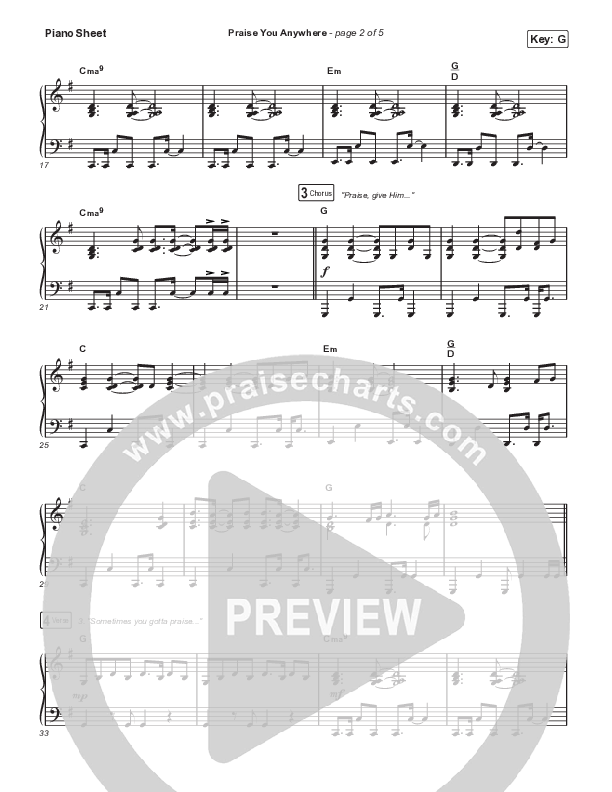 Praise You Anywhere (Worship Choir/SAB) Piano Sheet (Brandon Lake / Arr. Mason Brown)