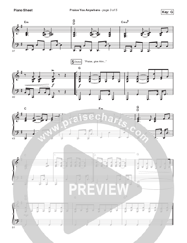 Praise You Anywhere (Worship Choir/SAB) Piano Sheet (Brandon Lake / Arr. Mason Brown)