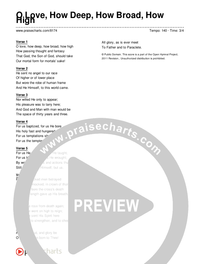 O Love How Deep How Broad How High Lyrics (Traditional Hymn)