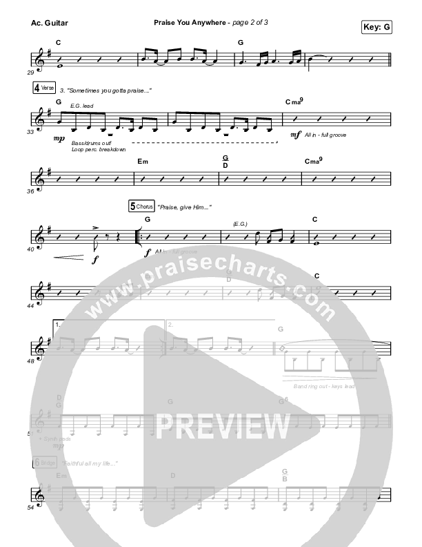 Praise You Anywhere (Sing It Now) Acoustic Guitar (Brandon Lake / Arr. Mason Brown)