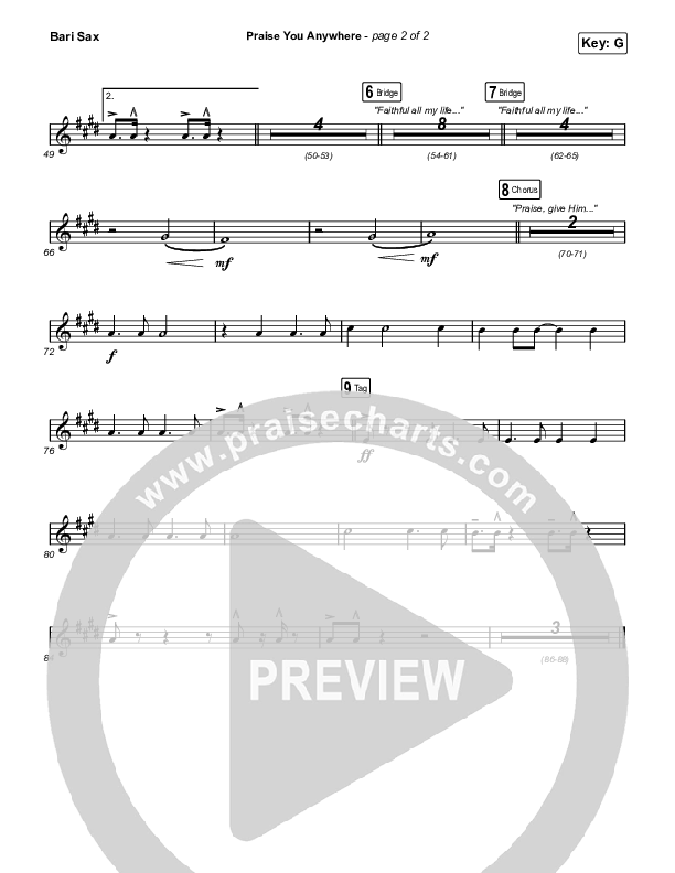 Praise You Anywhere (Sing It Now) Bari Sax (Brandon Lake / Arr. Mason Brown)