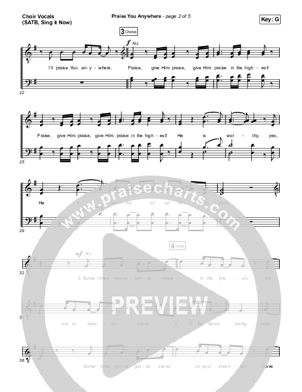 Praise You Anywhere (Sing It Now) Choir Sheet (SATB) (Brandon Lake / Arr. Mason Brown)