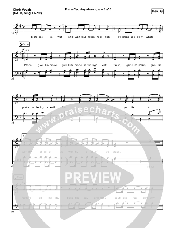 Praise You Anywhere (Sing It Now) Choir Sheet (SATB) (Brandon Lake / Arr. Mason Brown)