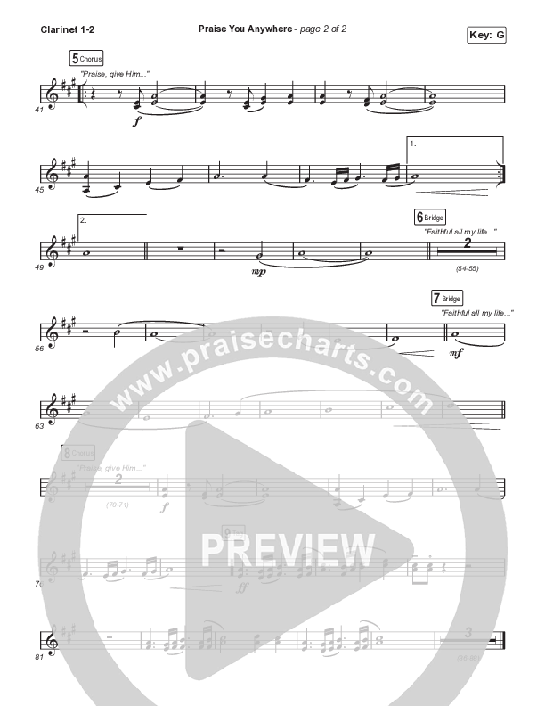 Praise You Anywhere (Sing It Now) Clarinet 1/2 (Brandon Lake / Arr. Mason Brown)