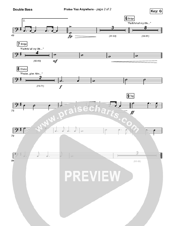 Praise You Anywhere (Sing It Now) Double Bass (Brandon Lake / Arr. Mason Brown)