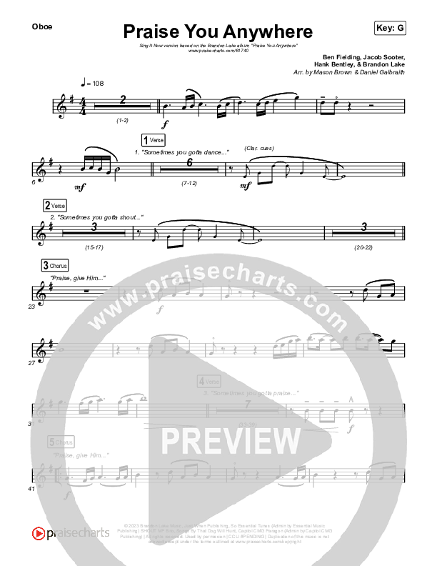 Praise You Anywhere (Sing It Now) Wind Pack (Brandon Lake / Arr. Mason Brown)