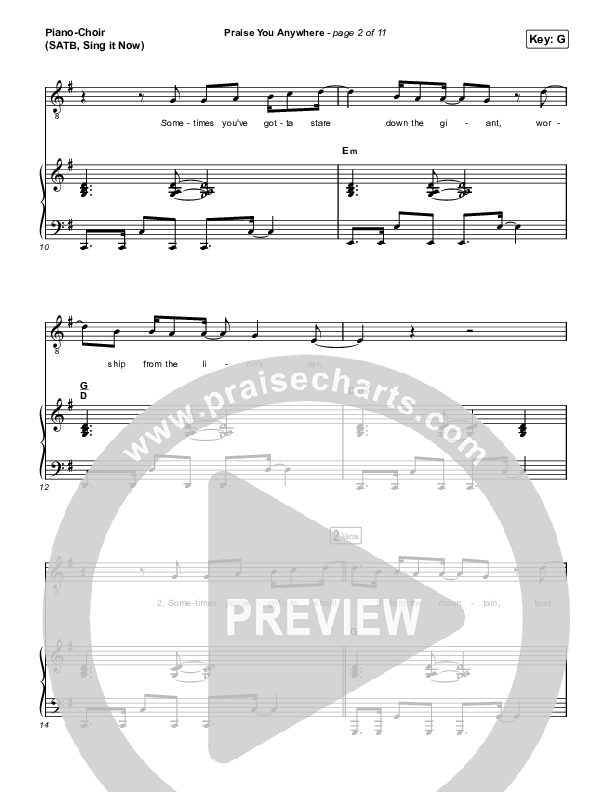 Praise You Anywhere (Sing It Now) Piano/Choir (SATB) (Brandon Lake / Arr. Mason Brown)